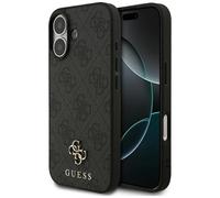 Coque Pour IPhone 17 Guess MagSafe En Cuir Synthétique Gris Logo Doré
