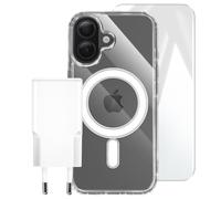 Coque pour iPhone 17 Pack Starter Premium 3-en-1 avec Chargeur USB-C 20W 4smarts Transparent