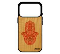 Coque pour iPhone 17 pro bois silicone main de fatma cadeau Aid al-kab¿r telephone 4G fille etui fatima talisman ¿il symbole orange