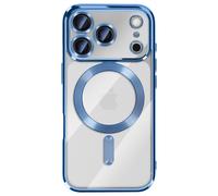 Coque pour iPhone 17 Pro Compatible MagSafe avec Contour Chromé Bleu