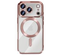 Coque pour iPhone 17 Pro Compatible MagSafe avec Contour Chromé Rose