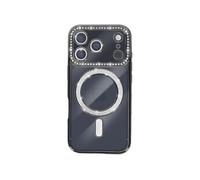 Coque pour iPhone 17 Pro Compatible MagSafe avec Contour Strassé Noir