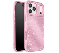 Coque pour iPhone 17 Pro Conception Bi-Matière et Finition Pailletée Rose