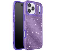 Coque pour iPhone 17 Pro Conception Bi-Matière et Finition Pailletée Violet