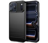 Coque pour iPhone 17 Pro en Silicone Effet Carbone Texture Brossée Noir
