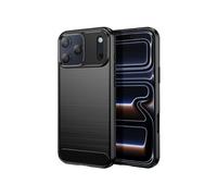 Coque pour iPhone 17 Pro en Silicone Effet Carbone Texture Brossée Noir