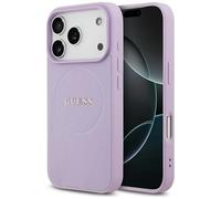 Coque Pour IPhone 17 Pro Guess En Cuir Synthétique Violet MagSafe Logo Doré