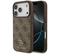 Coque Pour IPhone 17 Pro Guess MagSafe En Cuir Synthétique Marron Logo Doré