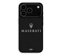 Coque Pour iPhone 17 Pro Maserati blanc fond carbonne Maniacase