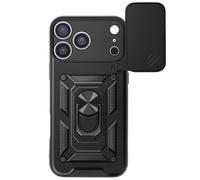 Coque pour iPhone 17 Pro Max avec Anneau Rotatif Magnétique et Cache Caméra Noir