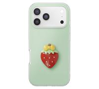 Coque pour iPhone 17 Pro Max avec Motif Fraise en Relief 3D et Contour Surélevé Vert