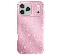 Coque pour iPhone 17 Pro Max Conception Bi-Matière et Finition Pailletée Rose