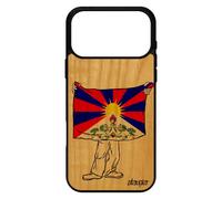 Coque Pour Iphone 17 Pro Max En Bois Silicone Drapeau Tibet Tibetain Zen Rigide Bouddha Case Asie Noir Telephone Bouddhisme De