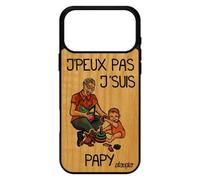 Coque pour iPhone 17 pro max en bois silicone j'peux pas j'suis papy enfant papi bande dessin¿e grand pere housse personnalis¿