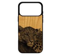 Coque Pour Iphone 17 Pro Max En Bois Silicone Leopard Guepard Jaguar Afrique Design Nature Fauve Gris Peinture Case Animaux Sauvage