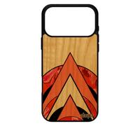 Coque Pour Iphone 17 Pro Max En Bois Veritable Silicone Marbre Rouge Geometrique Design Housse Etui Original Fond Telephone Mobile