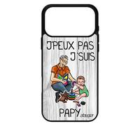 Coque pour iPhone 17 pro max en silicone j'peux pas j'suis papy drole bande dessin¿e papi jpeux naissance garcon texte personnalis¿