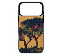 Coque Pour Iphone 17 Pro Max En Vrai Bois Naturel Et Silicone Arbres Portable Ecologie Nature Telephone Design Zen Feuilles Mobile