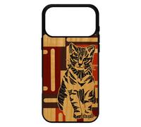 Coque Pour Iphone 17 Pro Max En Vrai Bois Silicone Chat Ethnique Cube Tribal Original Azteque Petit Souple Dessin Animaux Mignon De