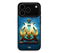 Coque Pour iPhone 17 Pro Max OM dorée brilant droit au but fond bleu Maniacase