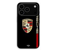 Coque Pour iPhone 17 Pro Max PORSCHE logo rouge et dorée fond noir Maniacase
