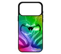 Coque pour iPhone 17 pro max silicone flamant rose oiseau eclair orage amour jaune animaux love romantique animal multicolore coeur