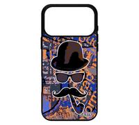 Coque Pour Iphone 17 Pro Max Silicone Portrait Telephone Bleu Peinture Bumper De Protection Graf Street Art Moustache Lunette