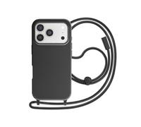 Coque pour iPhone 17 Pro Max Soft Touch avec Cordon Tour de Cou Noir