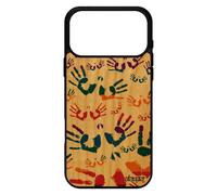 Coque Pour Iphone 17 Pro Max Vrai Bois Silicone Empreinte Main Trace De Rasta Violet Peinture Coloré Hippie Housse Design Imprimé