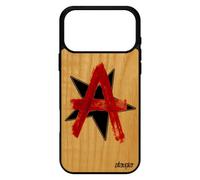 Coque pour iPhone 17 pro max vrai bois veritable silicone anarchie ni dieu ni maitre graff Noir urbain logo etoile antichoc 4G TPU