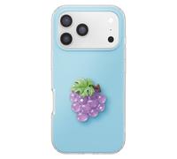 Coque pour iPhone 17 Pro avec Motif Raisin en Relief 3D et Contour Surélevé Bleu