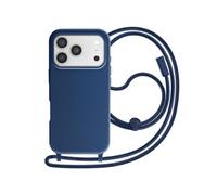 Coque pour iPhone 17 Pro Série Soft Touch avec Cordon Tour de Cou Bleu