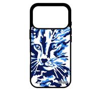 Coque Pour Iphone 17 Pro Silicone Chat Peinture Design Chaton Image Cover Petit Rigide Mignon Bleu Art Felin Antichoc Femme Etui De