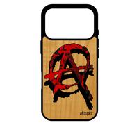 Coque Pour Iphone 17 Pro Vrai Bois Silicone Anarchie Punk Cadeau D'anniversaire Rouge Tattoo Anarchy Hardrock Tague Graff Rock