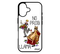Coque Pour Iphone 17 Silicone No Prob Lama Bande Dessinée Texte Case Blanc Cartoon Noir Animaux Telephone Humour Gel Made In France