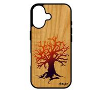 Coque Pour Iphone 17 Vrai Bois Naturel Silicone Peinture Arbre Nature Ecolo Ecologie Case Foret Telephone Orange Mobile Gel Motif