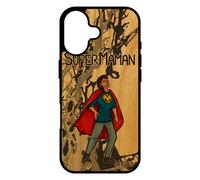 Coque Pour Iphone 17 Vrai Bois Silicone Super Maman Caoutchouc Gris 4g Famille Comique Design Frêne Heros Housse Humour Dessin Mere