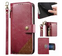 Coque pour iPhone 17e 2026/ iPhone 16e 6.1 Pouces Etui Housse de Protection en Cuir PU Portefeuille Pochette Étui pour Téléphone Portable avec Cordon [Fermeture Eclair][Porte Carte][Support] - Rouge