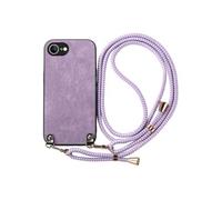 Coque pour iPhone 17e Effet Cuir Vintage avec Cordon Réglable Violet