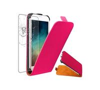 Coque pour iPhone 5C PU Cuir Rabat Flip Ultra Fine, Rose + Film VERRE Trempé