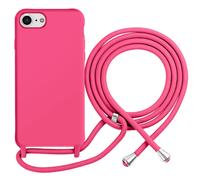 Coque pour iPhone 7 / 8 en TPU Premium Color Lace avec Cordon Tour de Cou Fuchsia