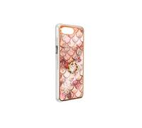 Coque pour iPhone 7 Plus et 8 Plus Bi-matière avec Bague de Maintien à Strass Effet Bijou Motif Ecaille Rose