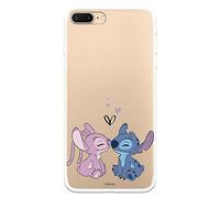 Coque pour iPhone 7 Plus - iPhone 8 Plus - Officielle Lilo & Stitch - Angel & Stitch Baiser pour protéger votre téléphone portable - Coque en silicone souple sous licence officielle Disney