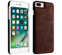 Akashi Coque pour iPhone 8+, 7+, 6+, 6S+ – Protection rigide cuir véritable – Marron