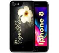 Coque Pour Iphone 8 - Carpe Diem Fleur - Noir