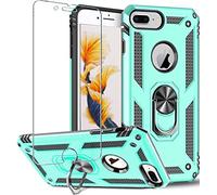Coque pour iPhone 8 Plus, iPhone 7 Plus, iPhone 6S Plus/6 Plus - Protection d'écran rotative à 360 degrés - Anneau en métal fin-Absorption des chocs-Coins renforcés - Coque en silicone TPU 5.5" menthe