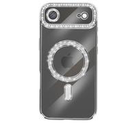 Coque pour iPhone Air Compatible MagSafe avec Contour Strassé Argent