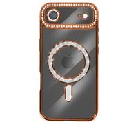 Coque pour iPhone Air Compatible MagSafe avec Contour Strassé Orange