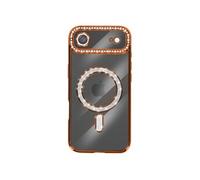 Coque pour iPhone Air Compatible MagSafe avec Contour Strassé Orange