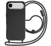 Coque pour iPhone Air en Silicone Soft Touch avec Cordon Tour de Cou Ajustable Noir
